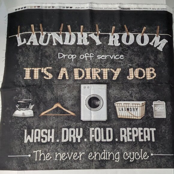 Laundry Room Rules Theme Cotton Fabric Panel by Chelsea Designworks - Picture 2 of 4